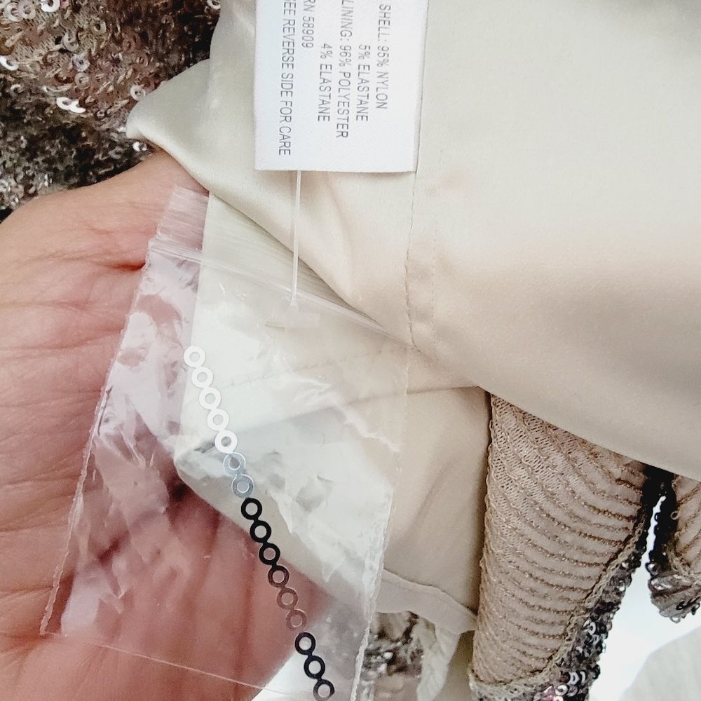 NWT Alex Marie Sequin Surplice Faux Wrap Dress W/ Tassel Size 8P - Picture 7 of 8